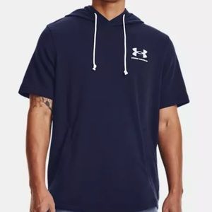UNDER ARMOUR Men's Rival Terry Short Sleeve Hoodie in Navy Blue
Size XXL